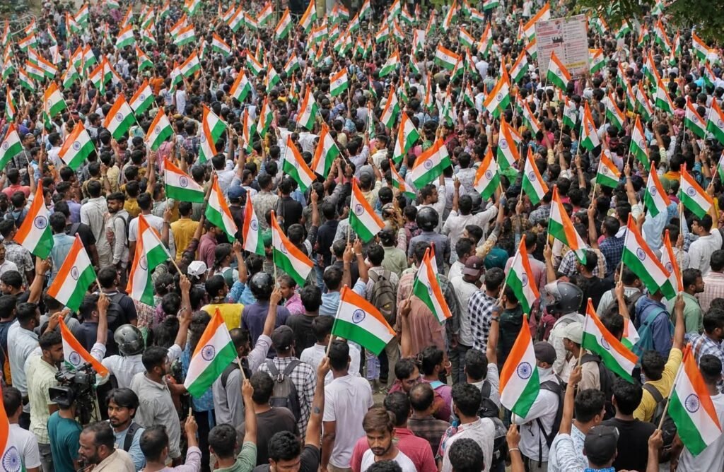 रांचीः जेपीएससी, जेएसएससी के खिलाफ आंदोलन कर रहे छात्रों की तिरंगा यात्रा में हुजूम उमड़ा
